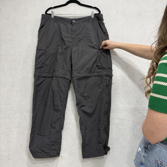 REI Pants Womens 16 Petite Gray Convertible Zip Off Cargo Hiking Nylon Quick Dry - Picture 7 of 15